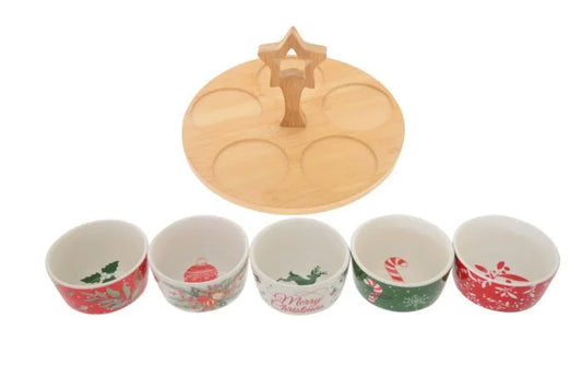 Christmas Ceramic Round Bowl set of 5