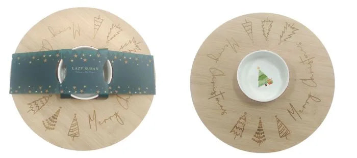 Christmas Bamboo Lazy Susan