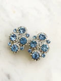 Harper Vintage Light Blue Crystal Clip on Earrings
