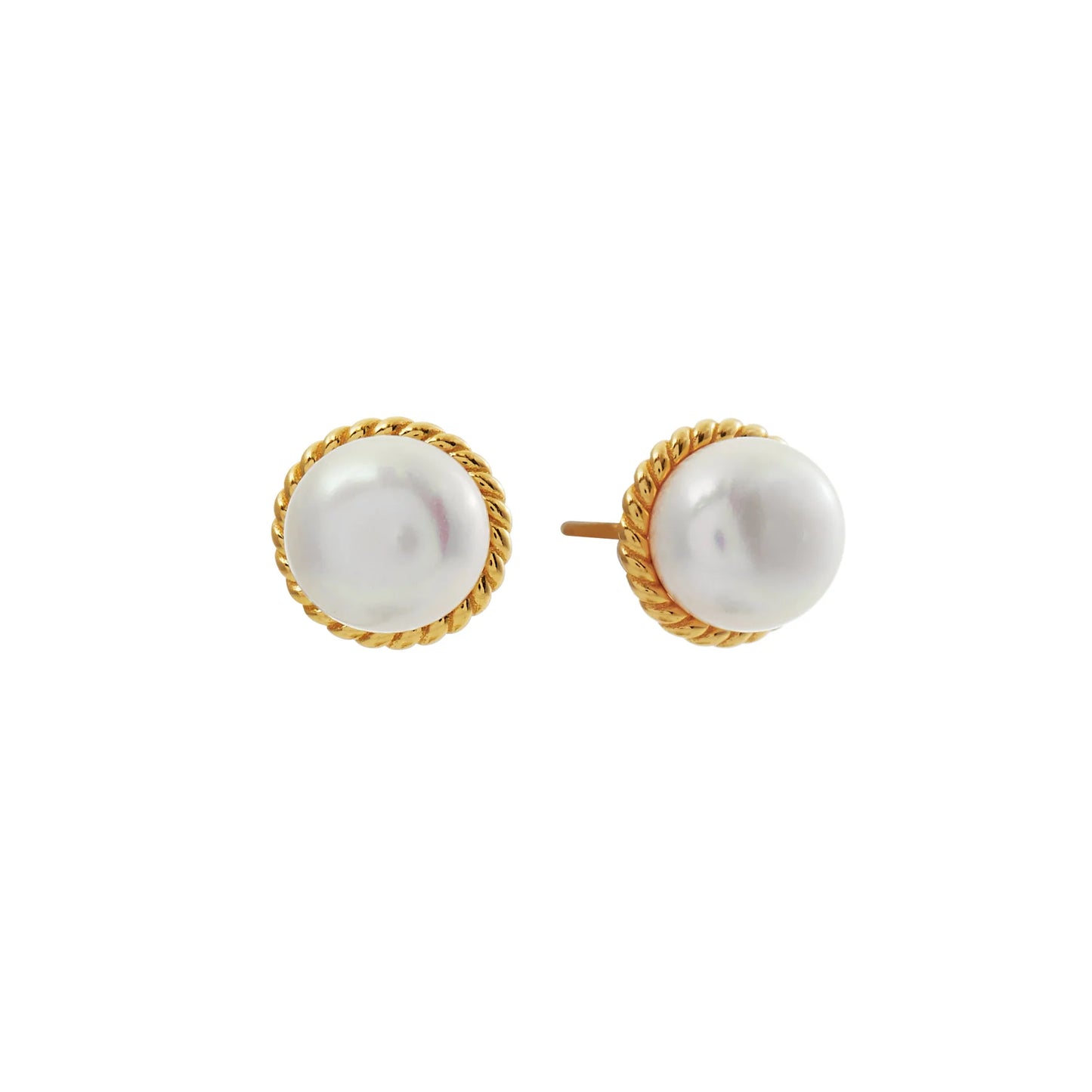 Pearl with Braid Trim Stud Earrings
