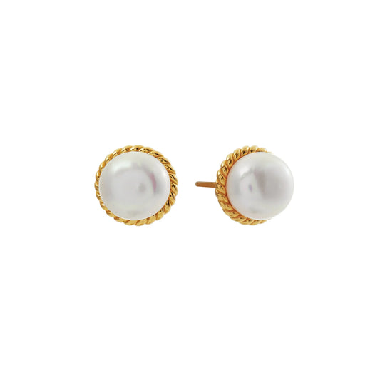 Pearl with Braid Trim Stud Earrings