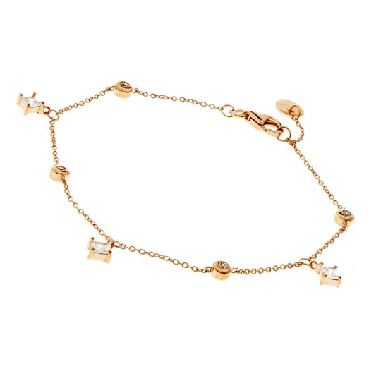 Gold Bracelet with Trilliant and Bezel set CZ's