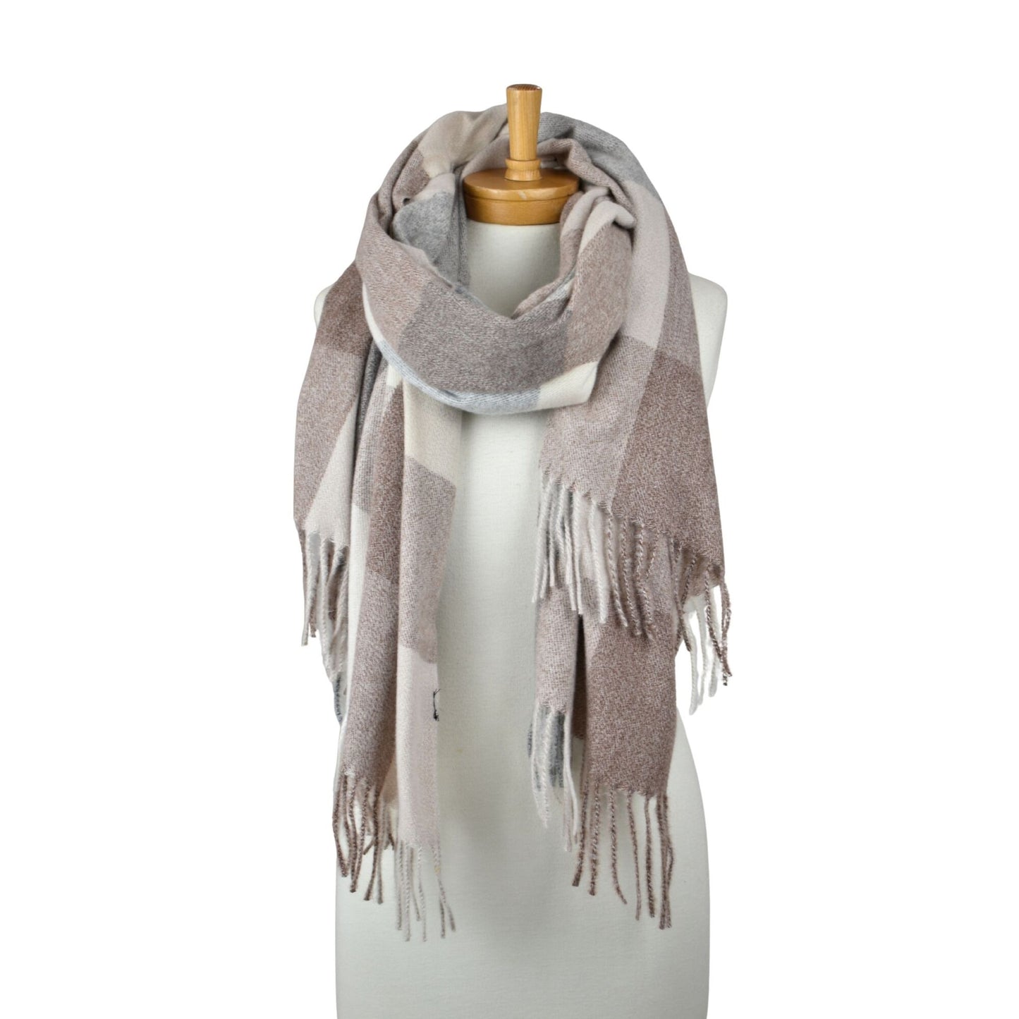 Taupe Checkered Scarf