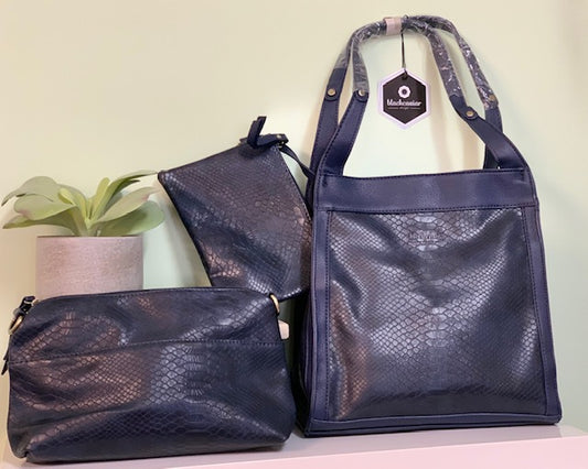 Navy 3 Piece Handbag Set