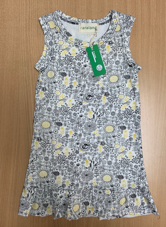 Black, White & Yellow Print Floral Dress