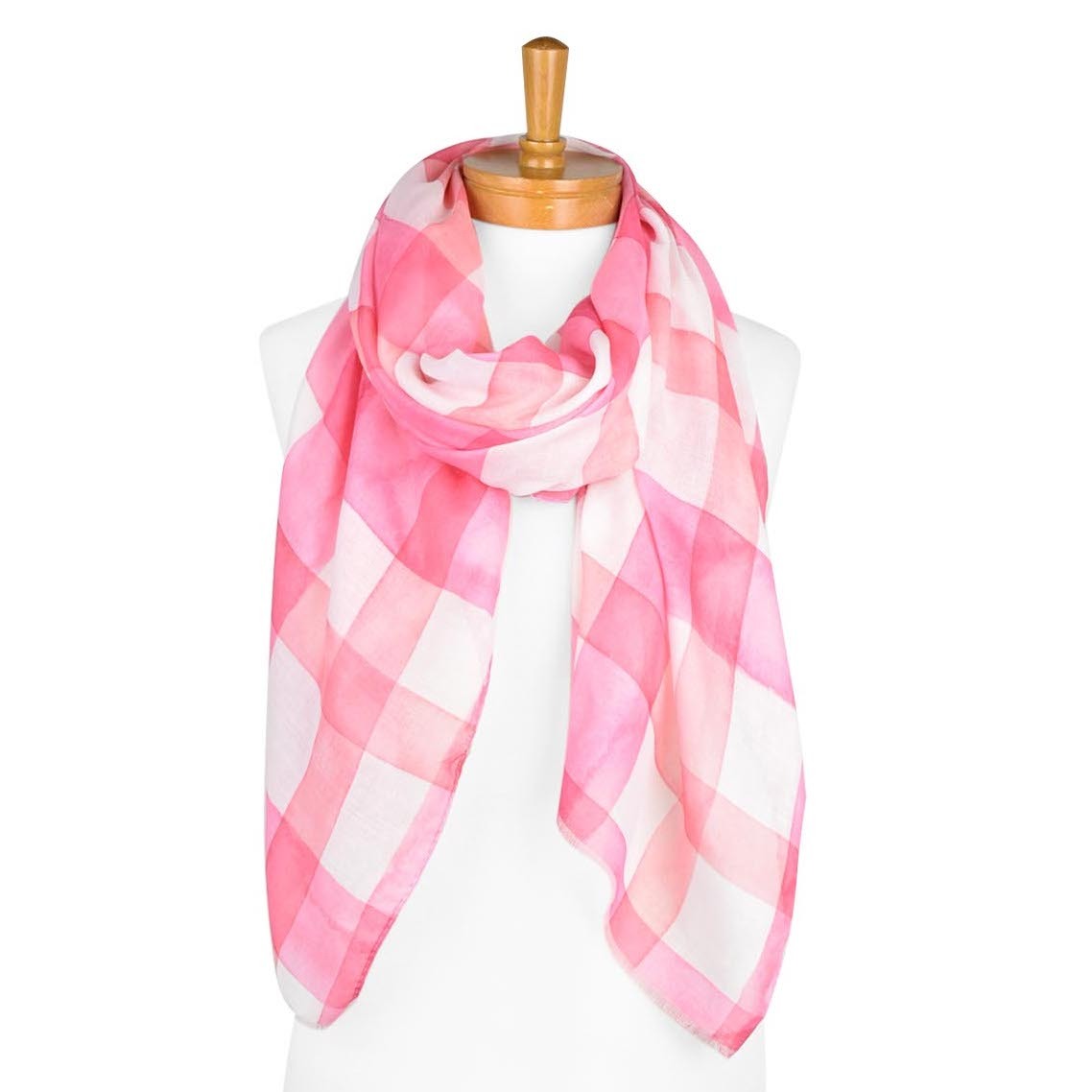 Gingham Patterned Scarf - Pink