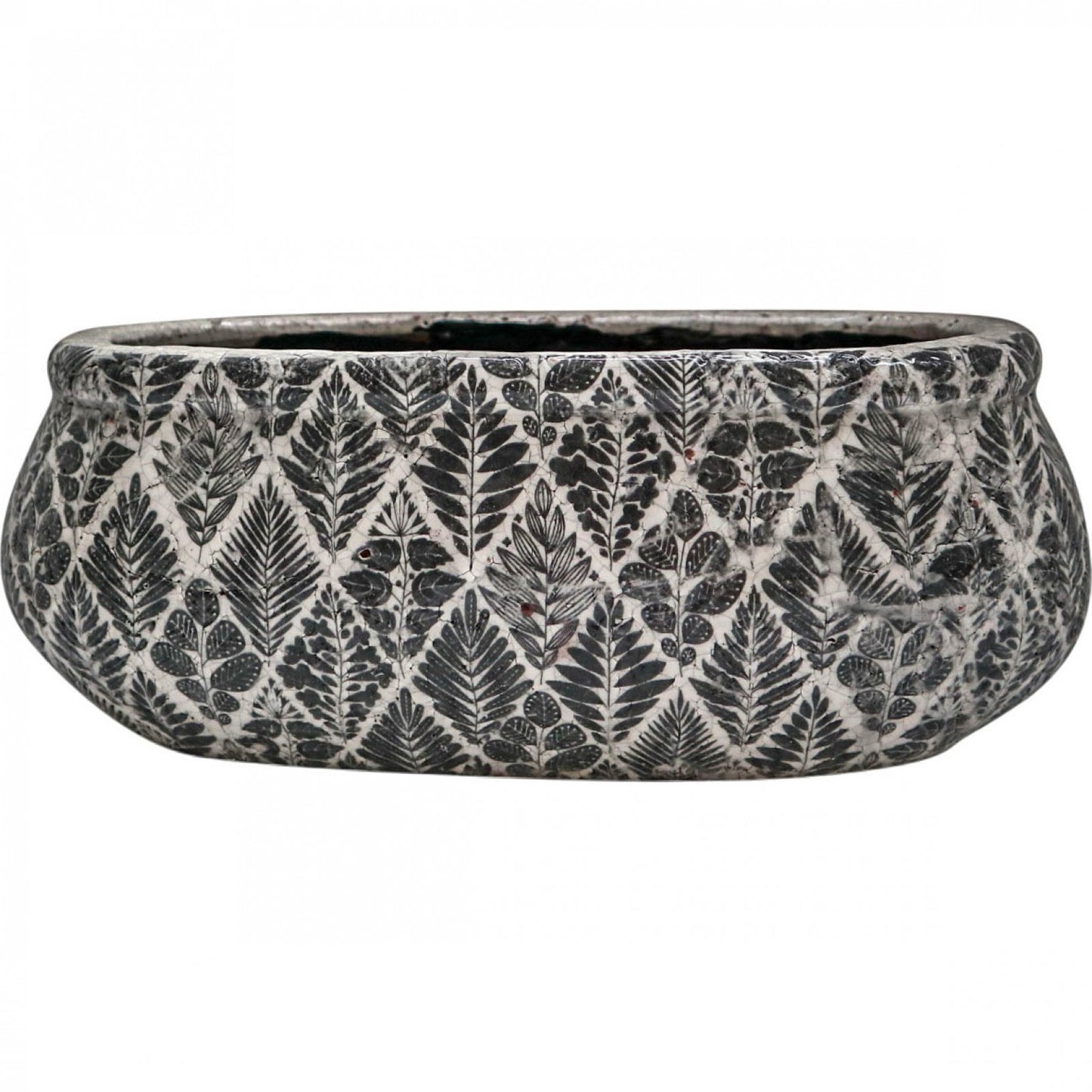 Black Print Oval Pot