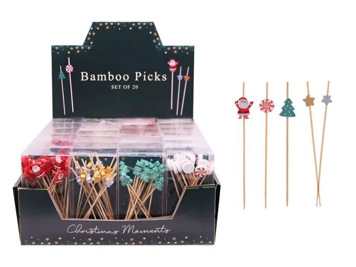 Christmas Bamboo PIcks - Set of 20