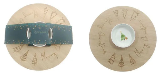 Christmas Bamboo Lazy Susan
