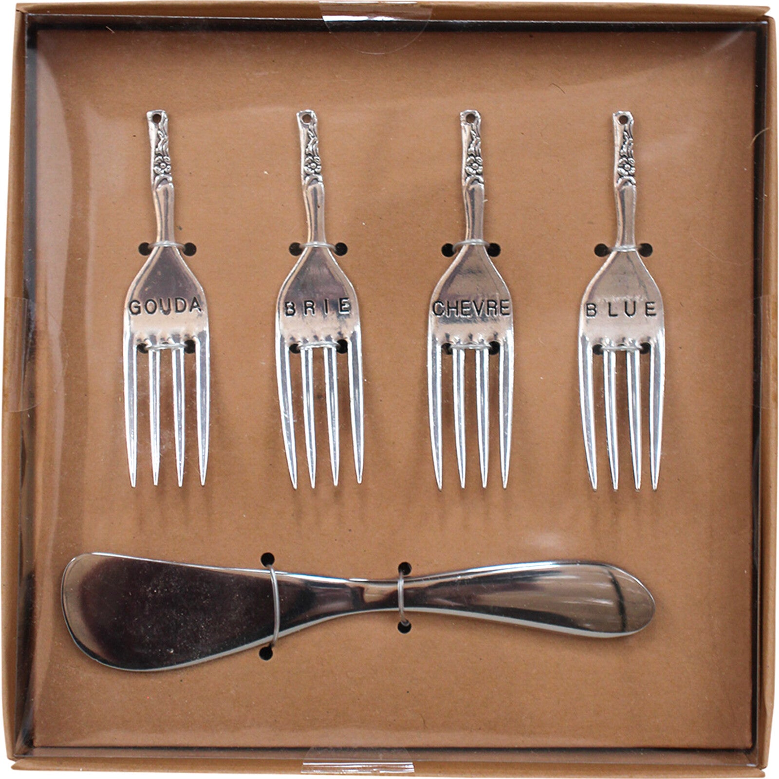 Spreader and Set of 4 Cheese Forks