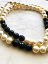Vintage Beaded Pearl &amp; Crystal Flapper Necklace