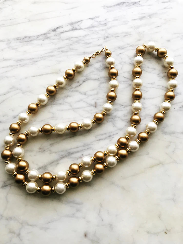 Vintage Beaded Pearl Flapper Necklace