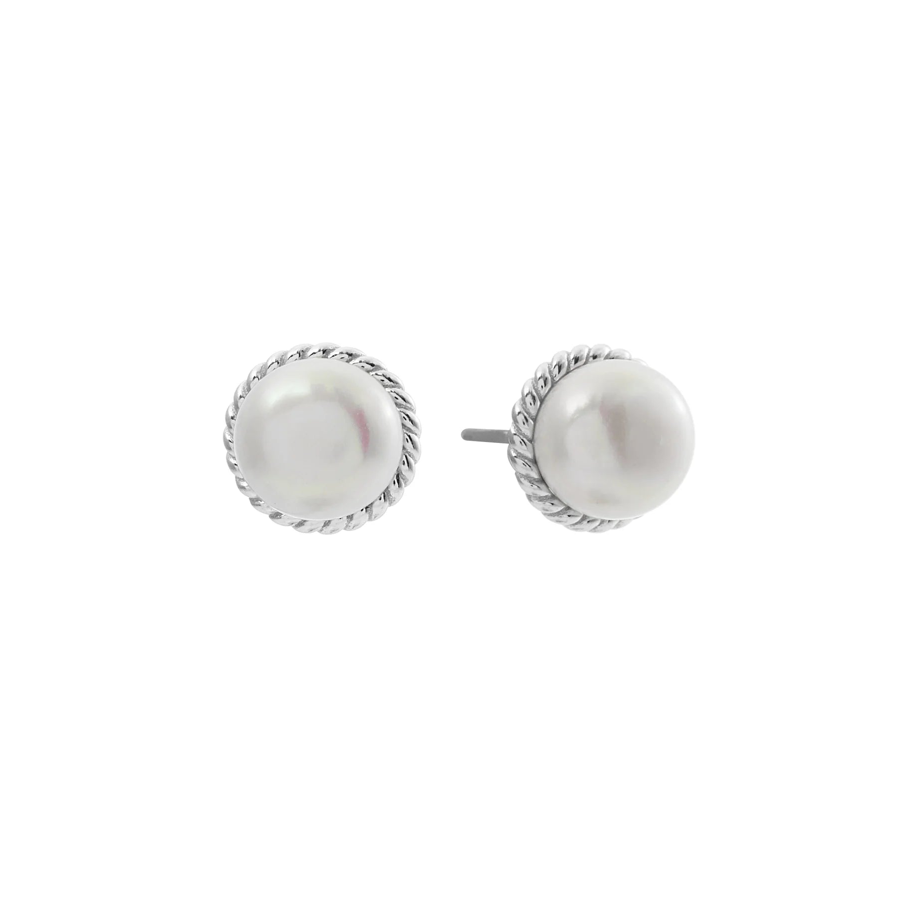 Pearl with Braid Trim Stud Earrings