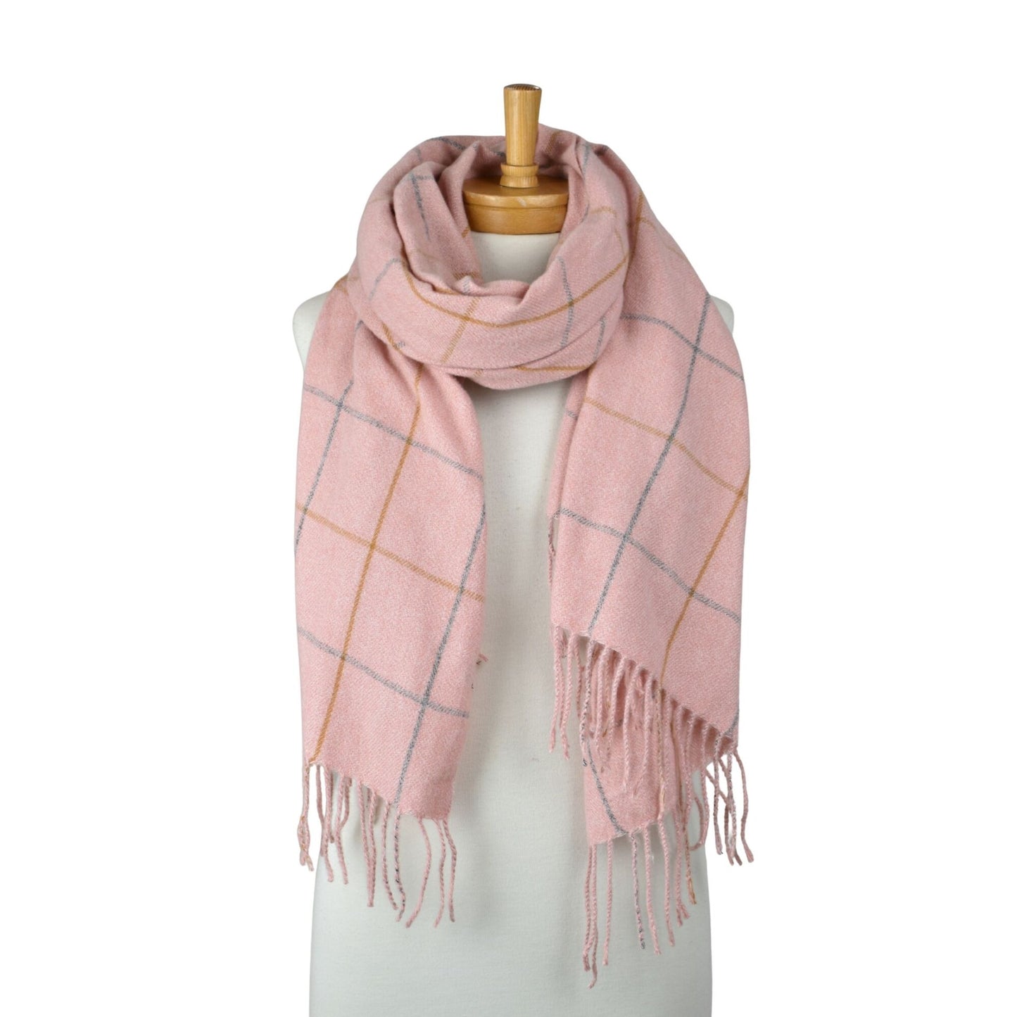 Winter Pink Grid Check Scarf