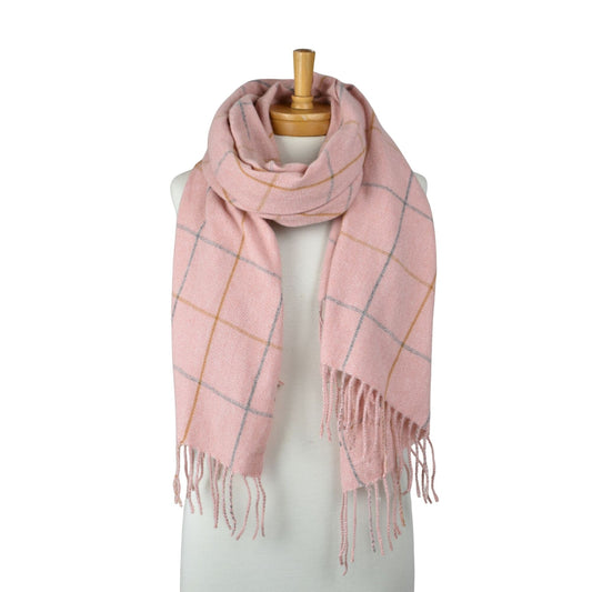 Winter Pink Grid Check Scarf