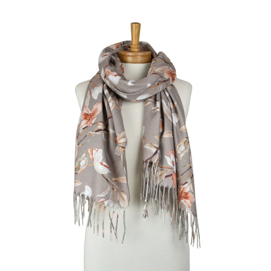 Grey Magnolia Garden Scarf
