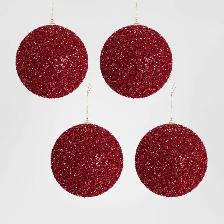 Tinsel Baugle Red - Set of 4