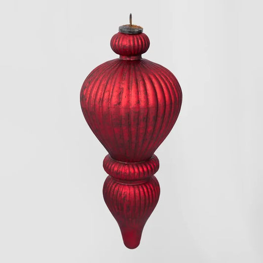 Antiqued Glass Hanging Finial Red