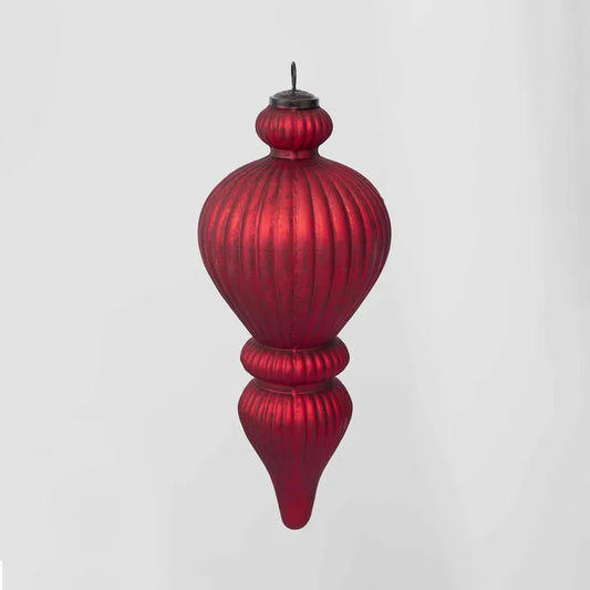 Antiqued Glass Hanging Finial Red
