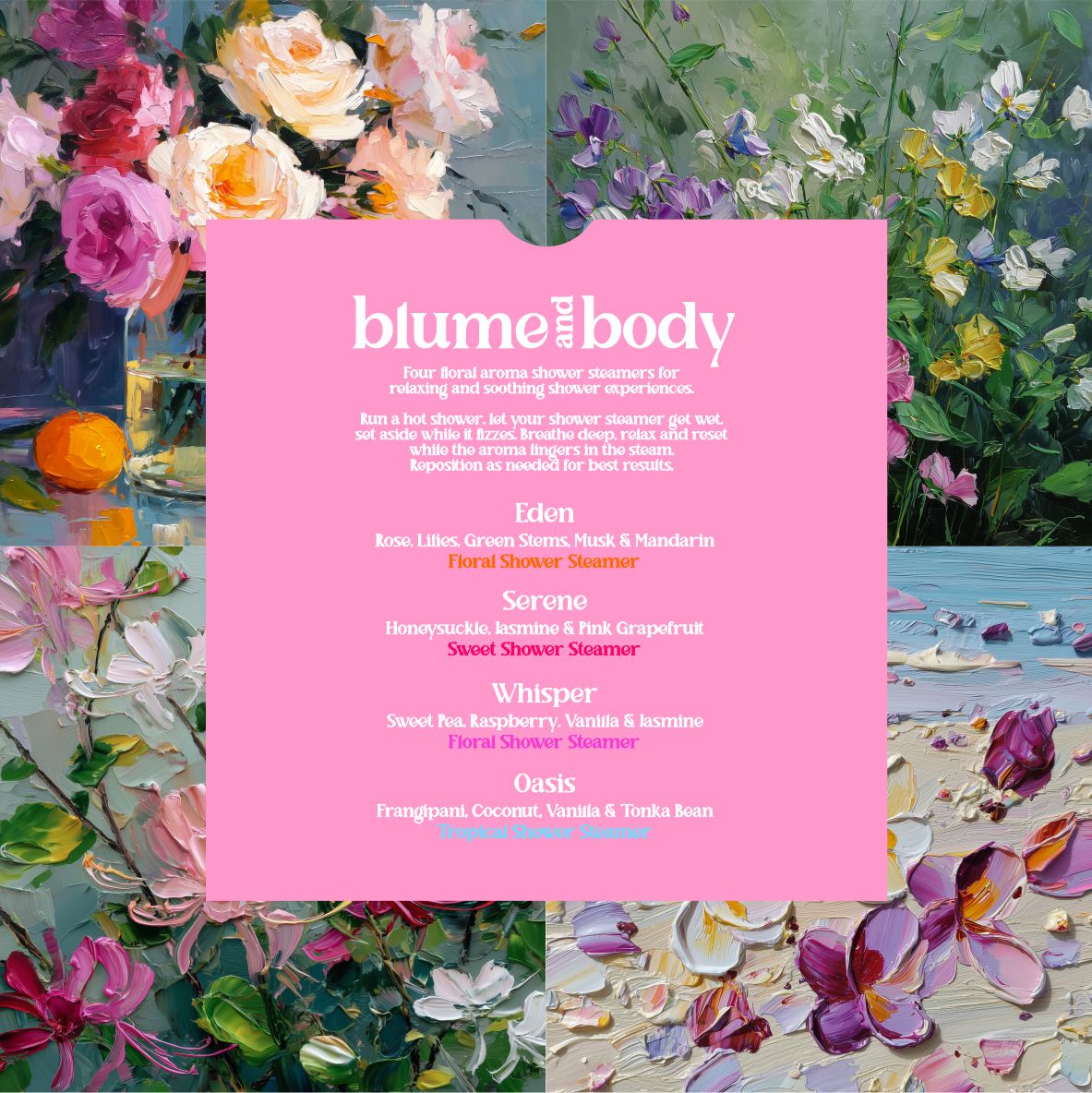 Blume & Body: Four Pack Shower Steamers - Various