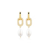 Gold Link &amp; Pearl Earrings