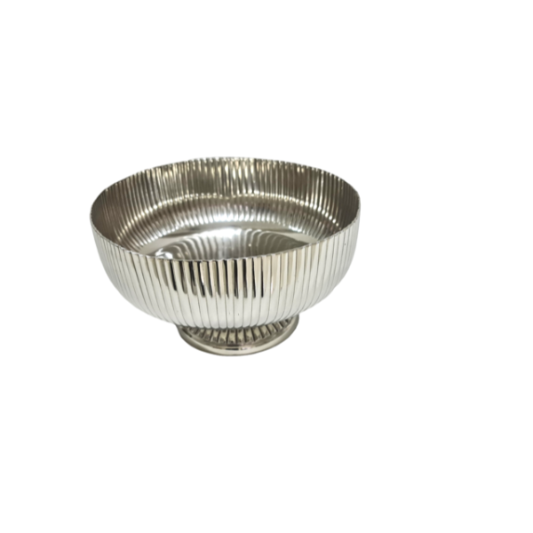 Decor Bowl Ribbed Silver Footed Bowl