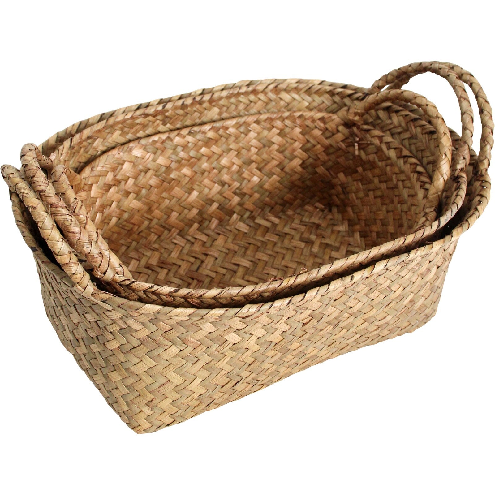 Woven Oval Basket Set of 3 - Natural
