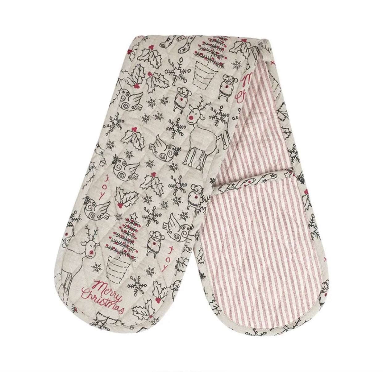 Christmas Print Double Oven Glove