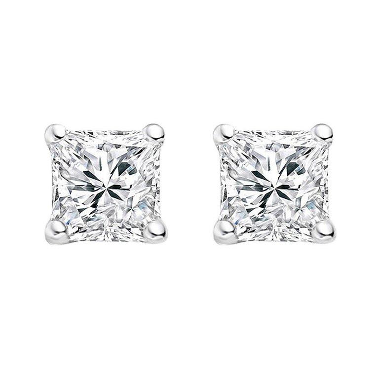 5mm Princess Cut CZ Stud Earrings