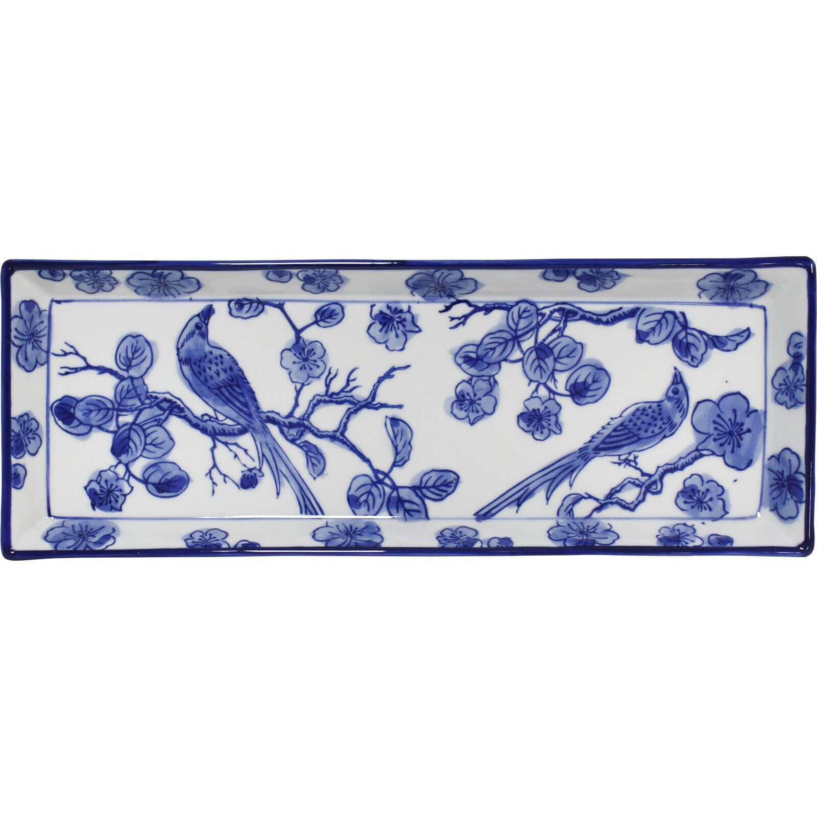 Blue Blossom Bird Rectangle Plate