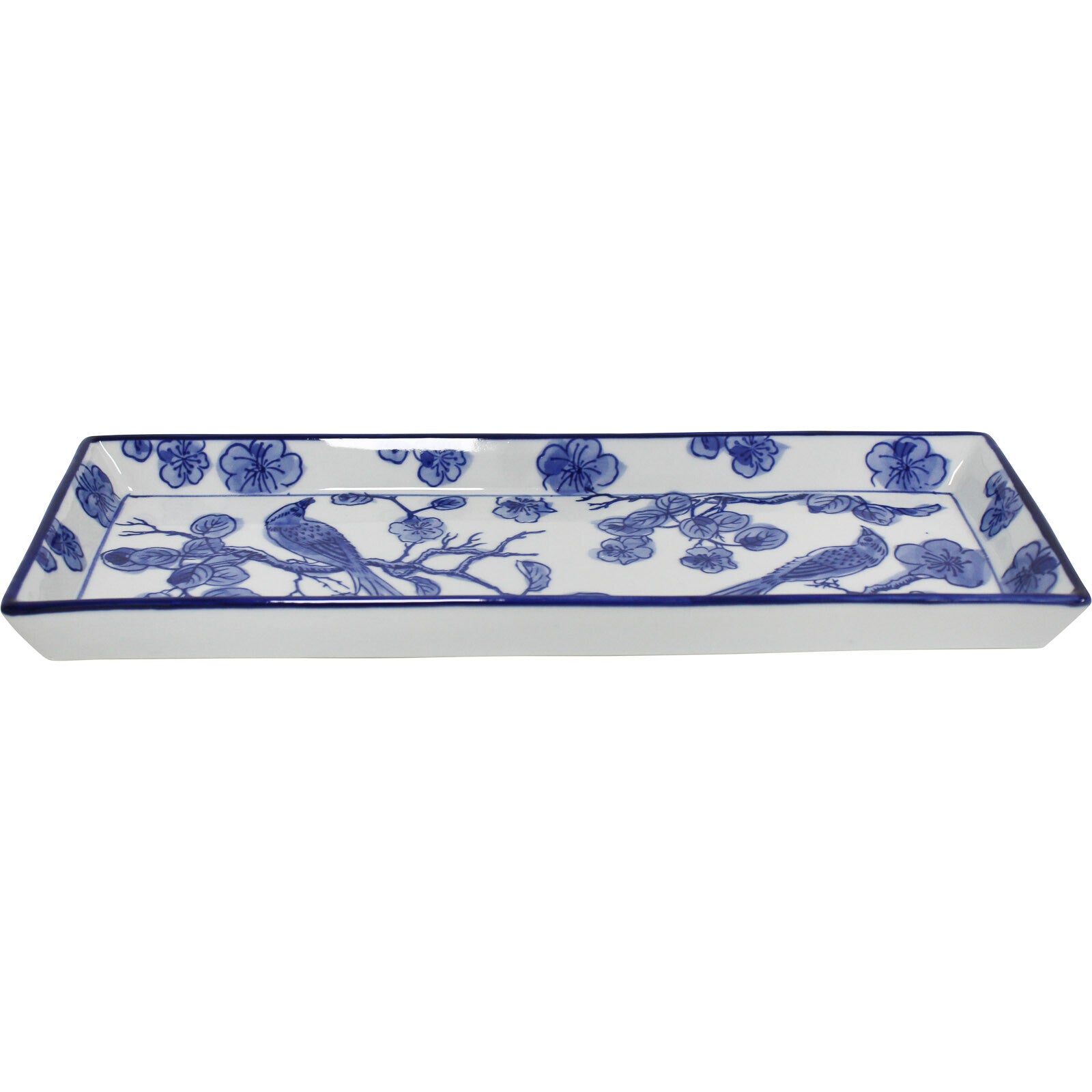 Blue Blossom Bird Rectangle Plate