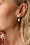 Keshi Pearl &amp; Matte Gold Earrings