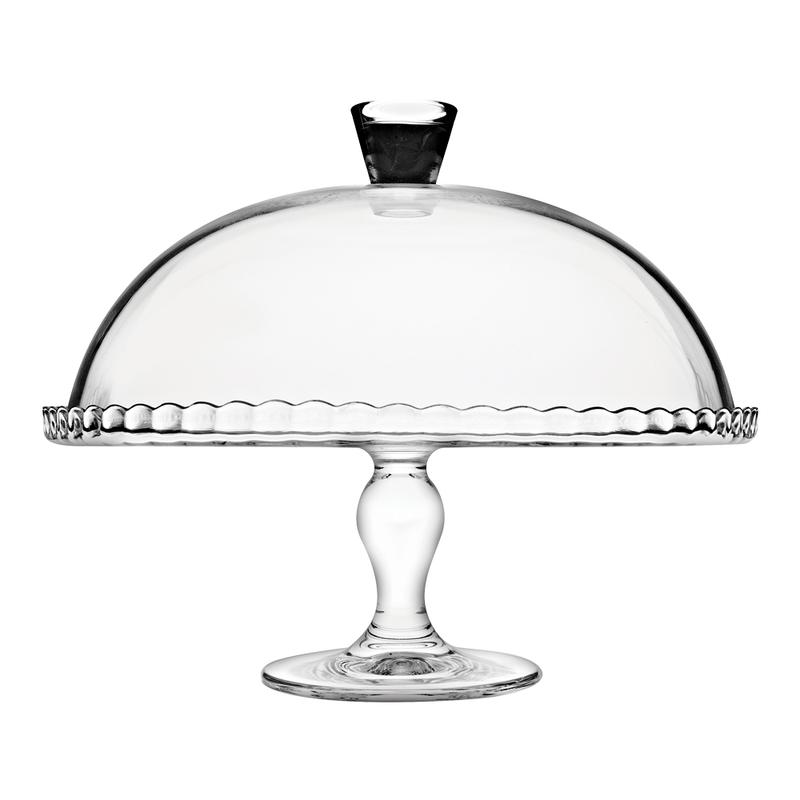 Footed Glass Cake Stand with Dome